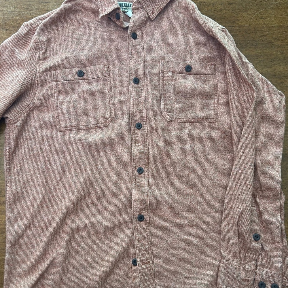 Duluth Trading Co Brown Textured Casual Button Down Shirt